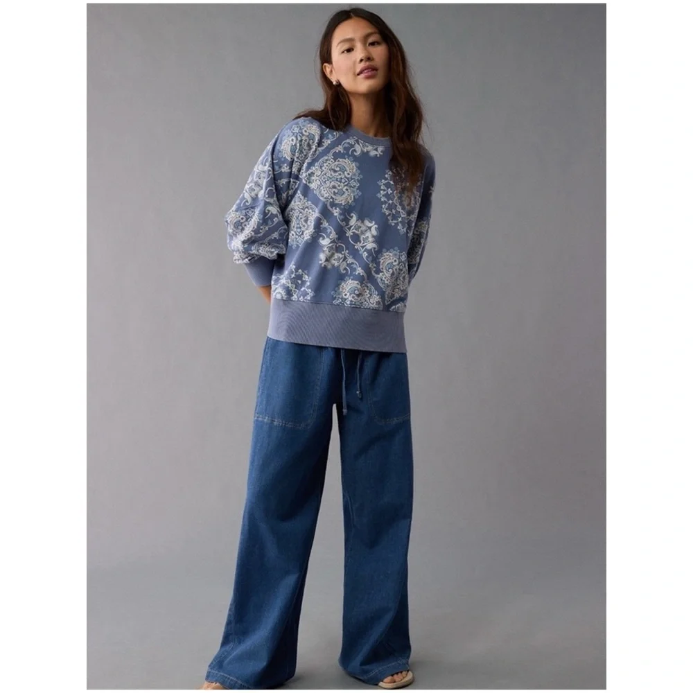 American Eagle Outfitters Blue Big Hug Crew Neck Sweatshirt NWT - Picture 5 of 9